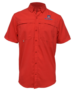 Men Short Sleeve Fishing Shirt - Red