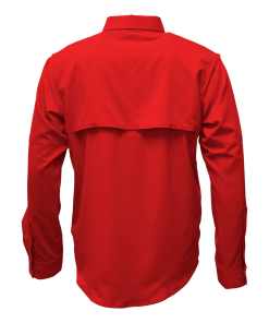 Alternative view of Mens Long Sleeve- Fishing Shirt with Button Down Collar - Red